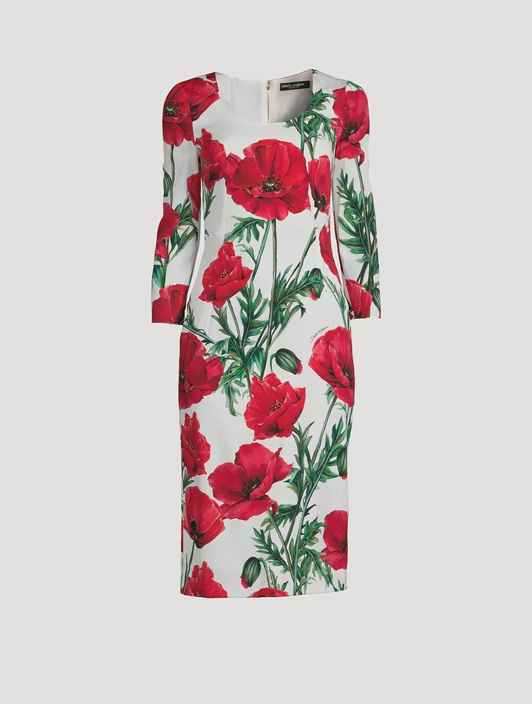 Silk Charmeuse Midi Dress Poppy Print