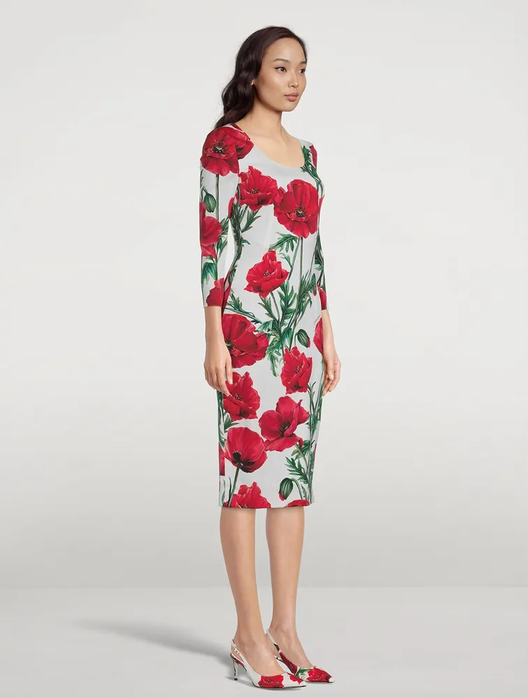 Silk Charmeuse Midi Dress Poppy Print