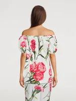 Off-The-Shoulder Blouse Carnation Print