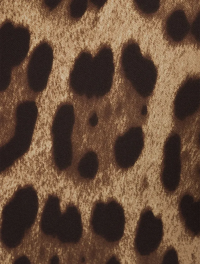 Silk Charmeuse Crop Top Leopard Print