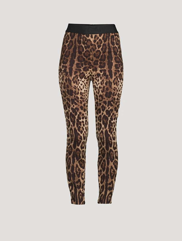 Silk Charmeuse Leggings In Leopard Print