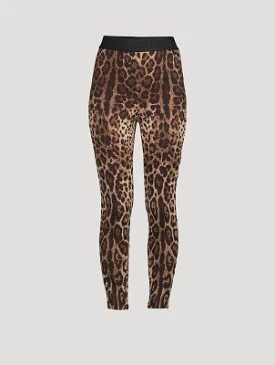 Silk Charmeuse Leggings In Leopard Print