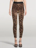 Silk Charmeuse Leggings In Leopard Print