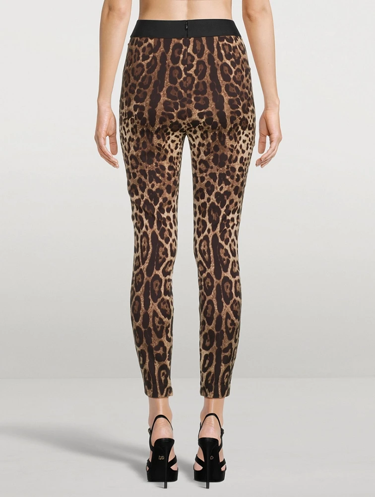 Silk Charmeuse Leggings In Leopard Print