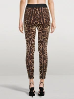 Silk Charmeuse Leggings In Leopard Print