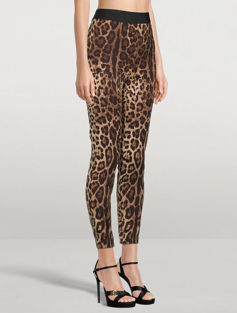 Silk Charmeuse Leggings In Leopard Print