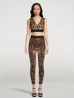 Silk Charmeuse Leggings In Leopard Print