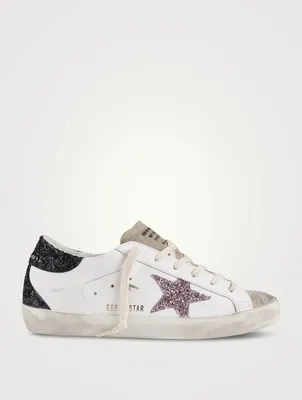 Super-Star Leather Sneakers With Glitter Star