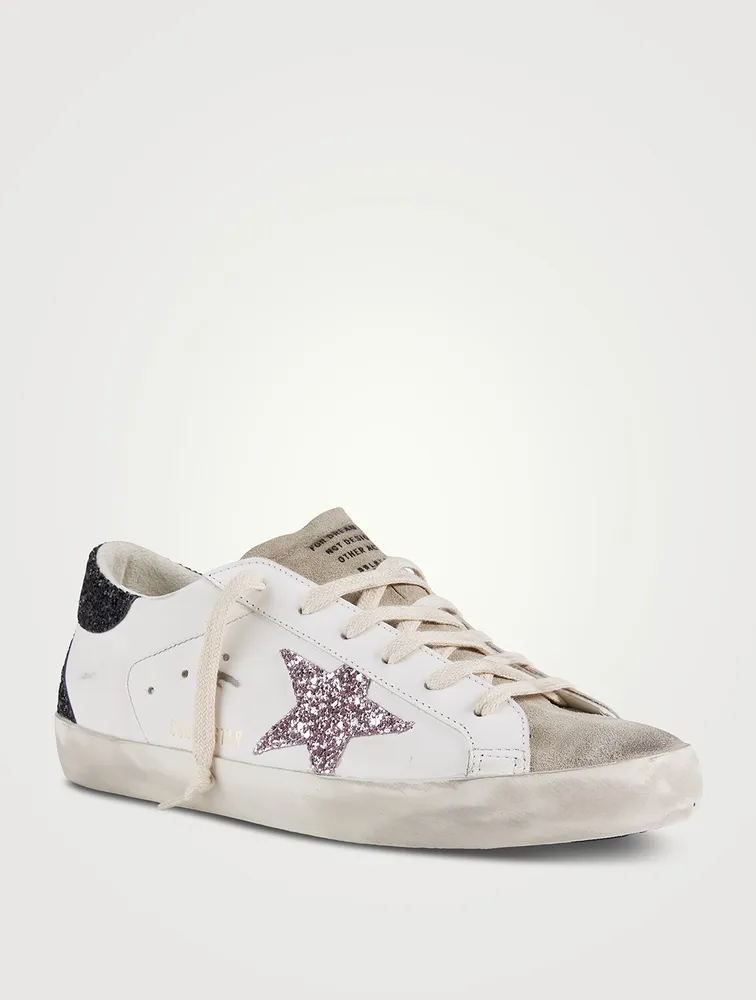 Super-Star Leather Sneakers With Glitter Star