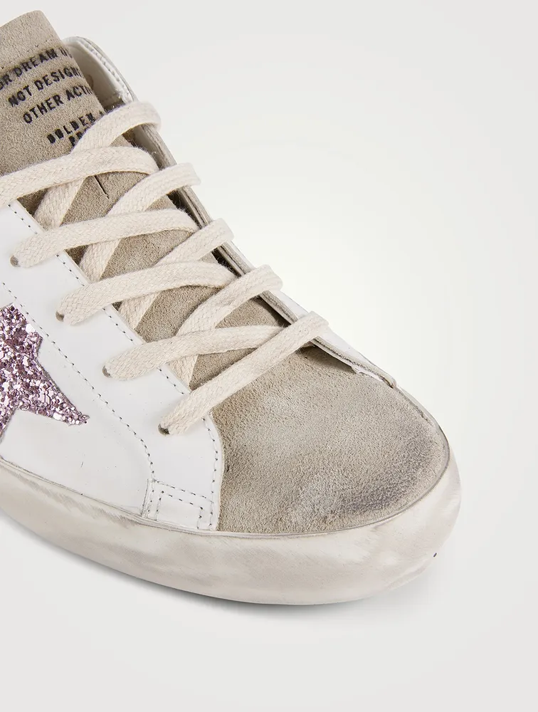 Super-Star Leather Sneakers With Glitter Star