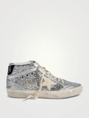 Mid-Star Glitter Leather Sneakers