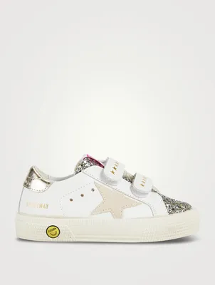 Baby May School Leather Embellished Sneakers With Suede Star