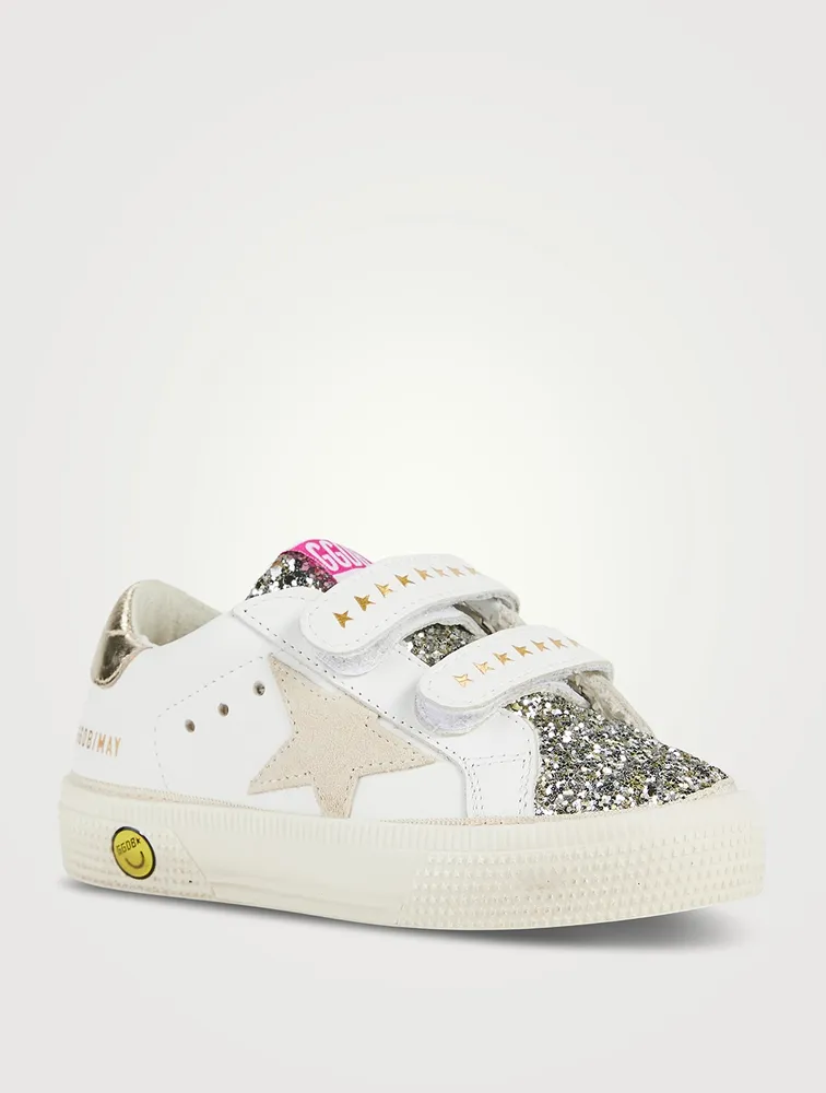 Baby May School Leather Embellished Sneakers With Suede Star