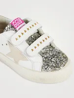 Baby May School Leather Embellished Sneakers With Suede Star