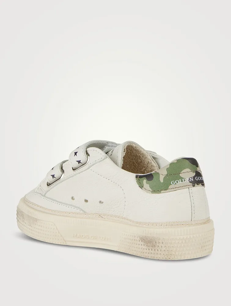 Baby May School Leather Sneakers With Camouflage Heel