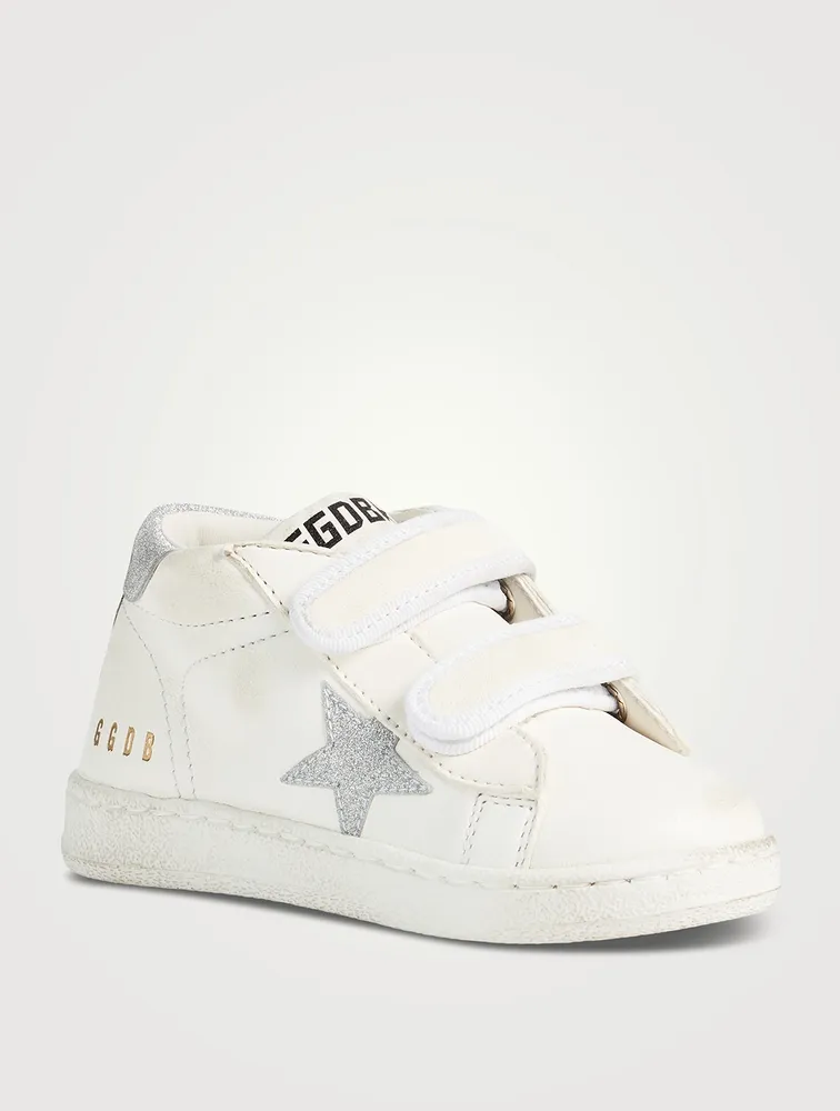 Baby June Leather Sneakers With Glitter Star And Heel