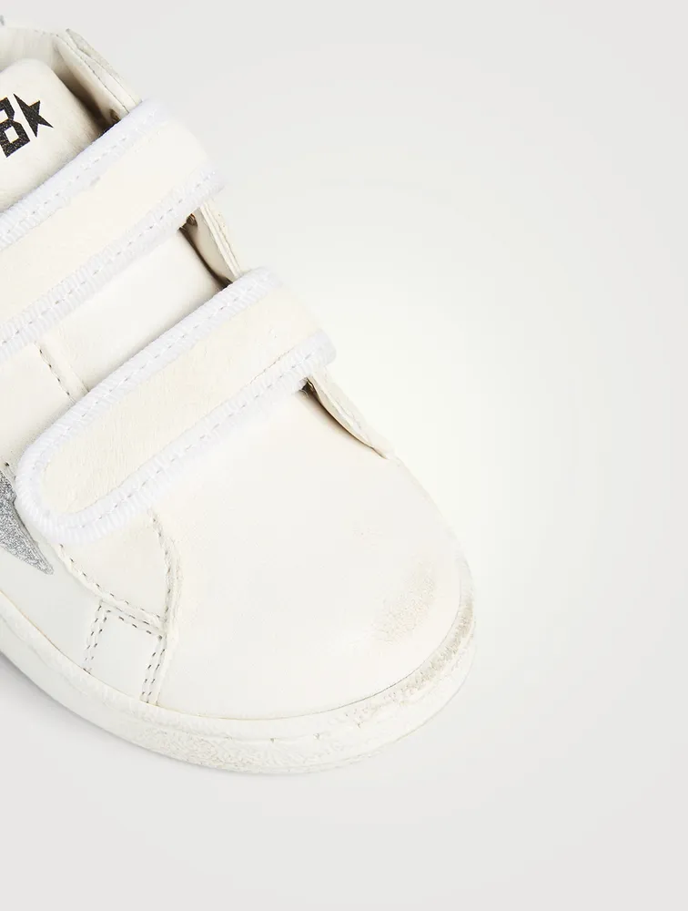 Baby June Leather Sneakers With Glitter Star And Heel