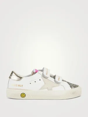 Kids May School Leather Embellished Sneakers With Suede Star