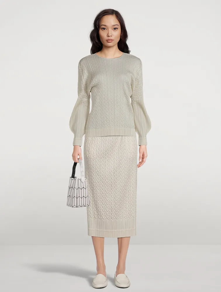 Cable-Stitch Midi Skirt
