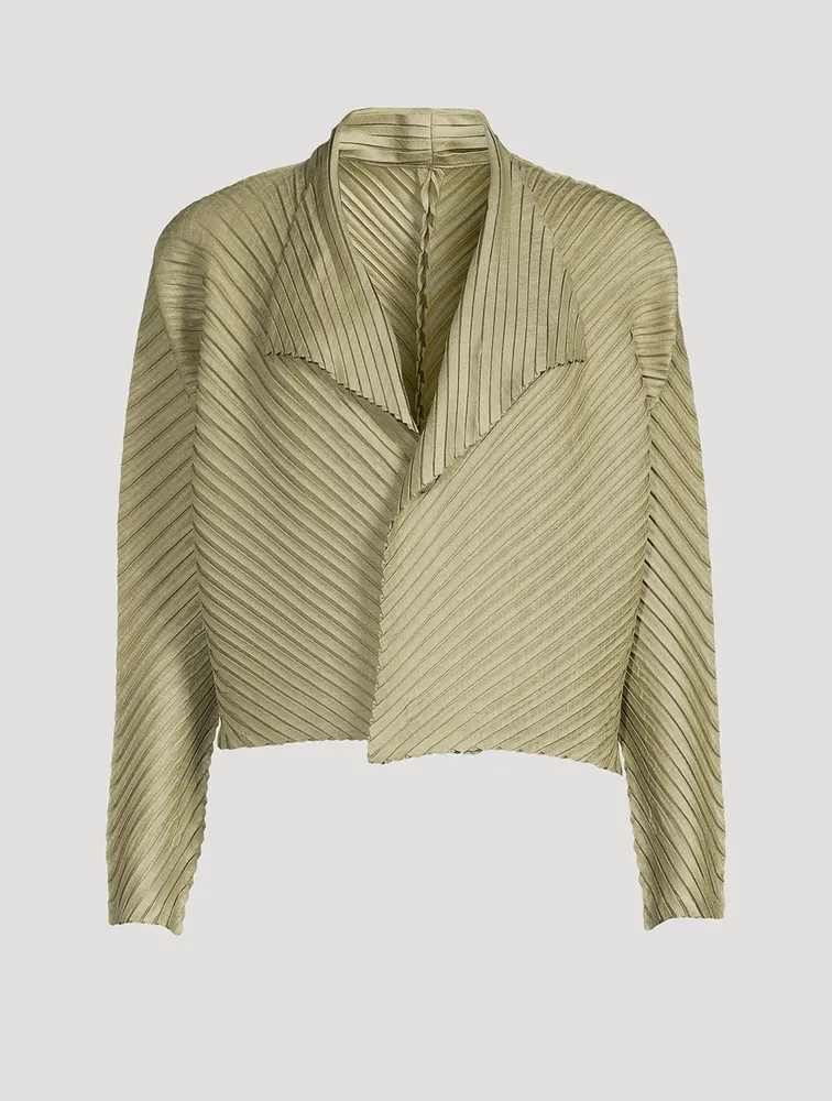 Linen-Like Pleats Cardigan