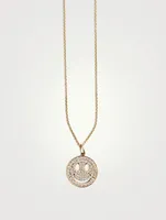 14K Gold Happy Face Necklace With Diamonds