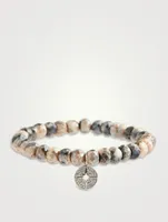 Beaded Bracelet With 14K White Gold Starburst Charm