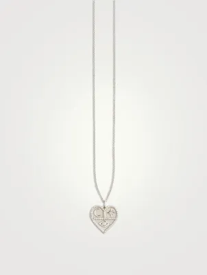 14K White Gold Heart Icon Pendant Necklace