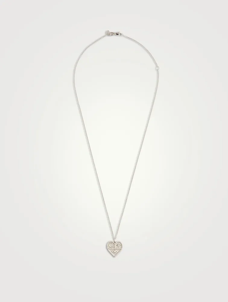 14K White Gold Heart Icon Pendant Necklace