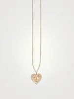 14K Gold Heart Icon Pendant Necklace With Diamonds