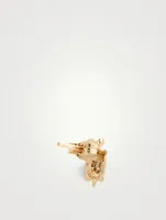 14K Gold Turtle Stud Earrings With Diamonds