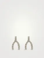 14K Gold Wishbone Stud Earrings