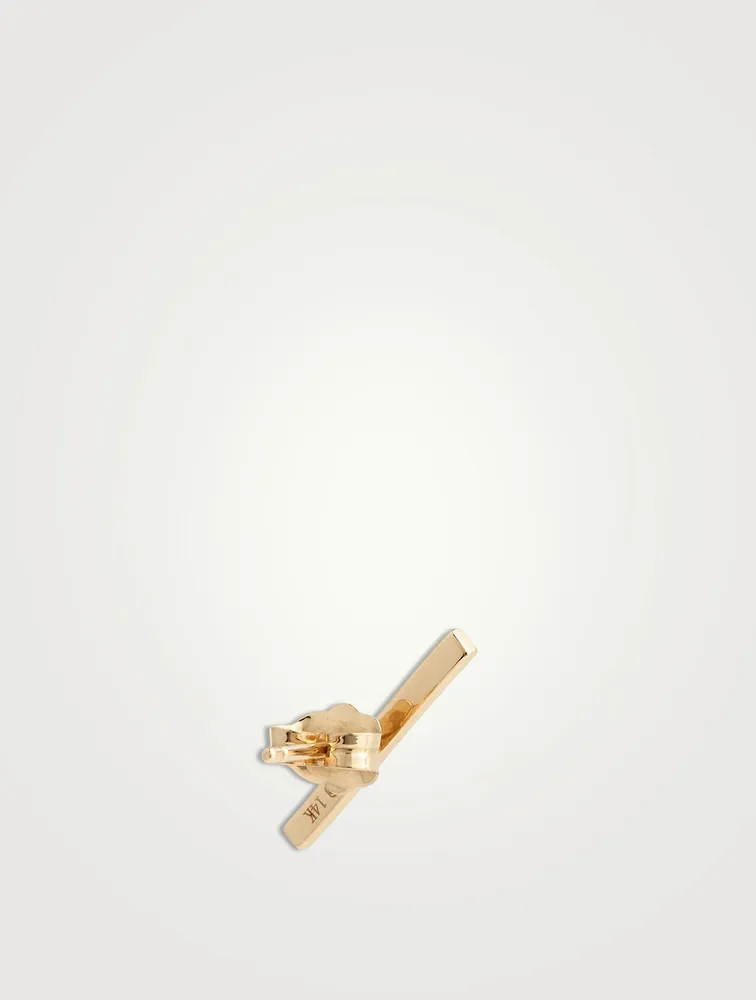 14K Gold Bar Stud Earrings With Diamonds