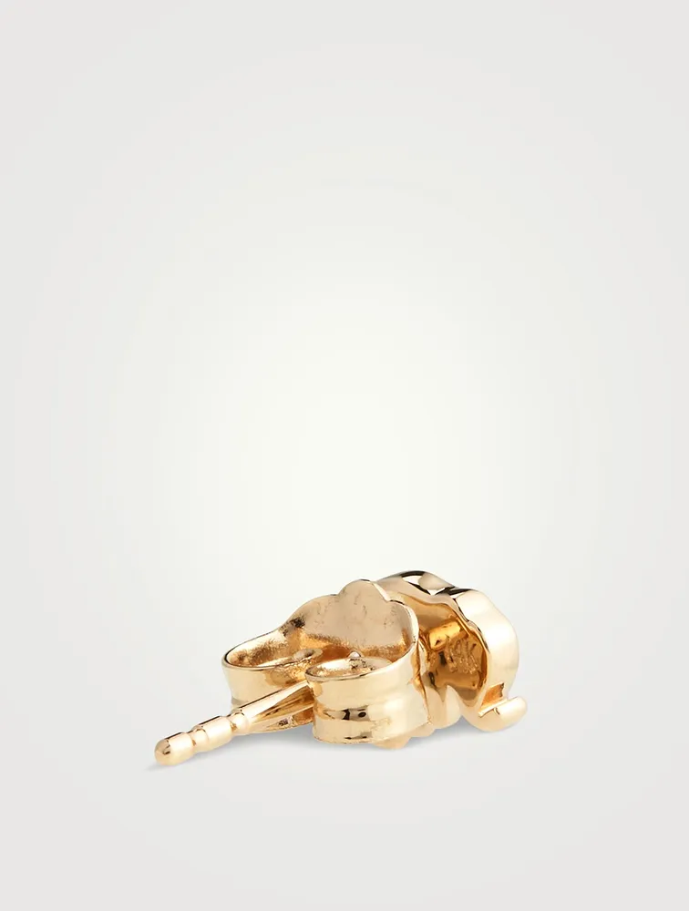 14K Gold Enamel Elephant Stud Earrings