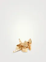 14K Gold Shark Stud Earrings With Diamonds