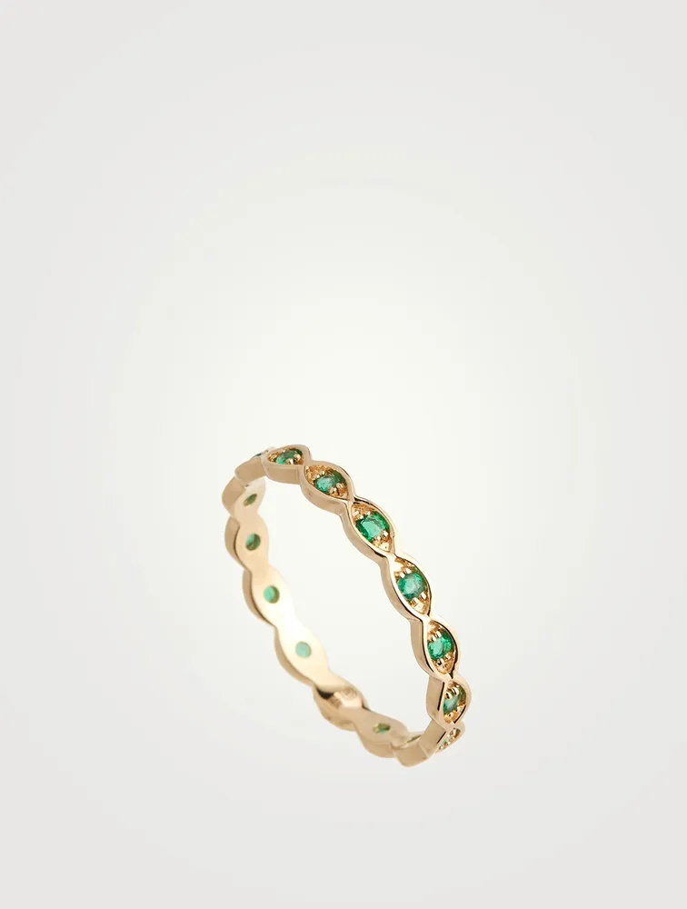 14K Gold Marquis Evil Eye Eternity Band