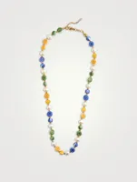 Hand-Painted Glass Bead Pearl Necklace