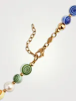 Hand-Painted Glass Bead Pearl Necklace