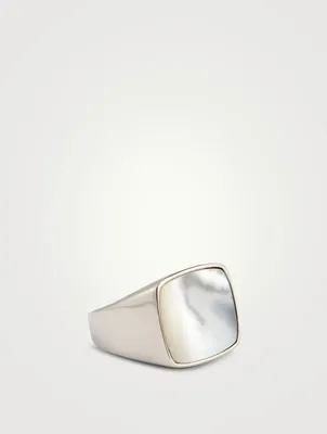 White Shell Signet Ring