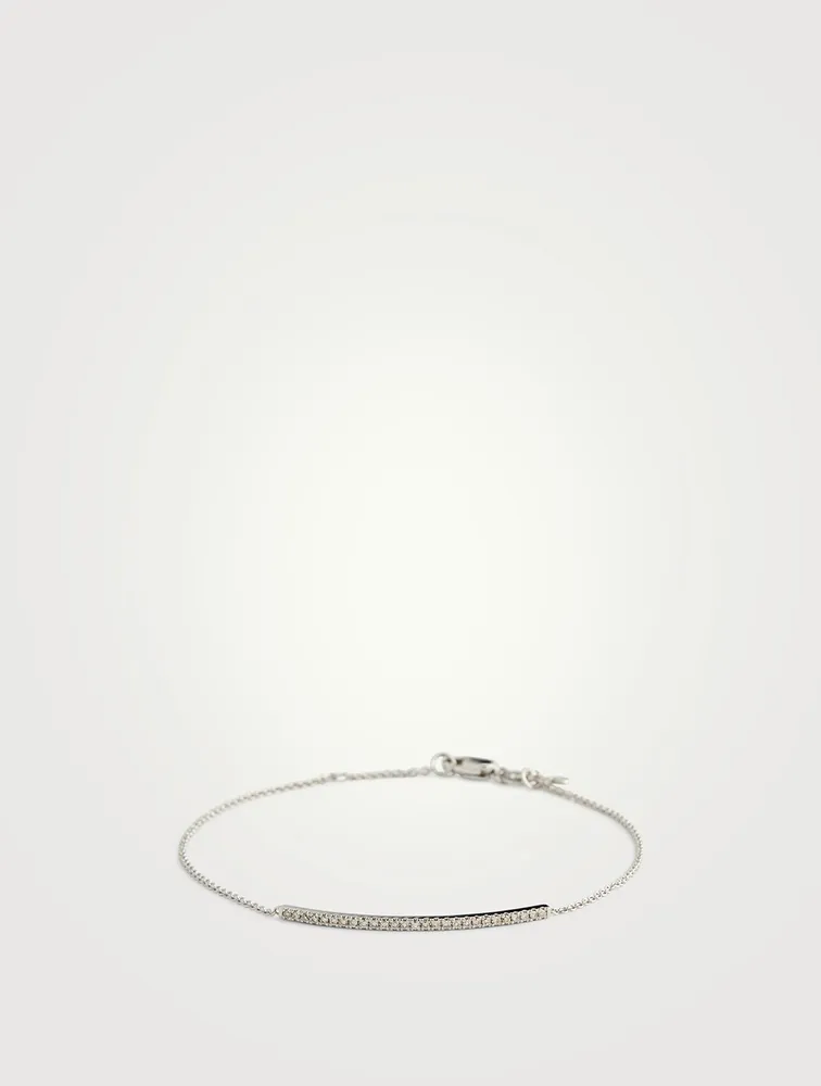 14K White Gold Micro Pavé Bar Bracelet