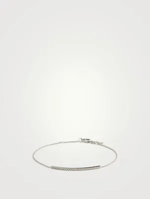 14K White Gold Micro Pavé Bar Bracelet