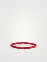 Beaded Bracelet With 14K Gold Love Script Charm