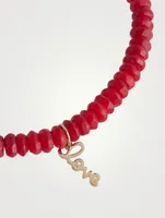 Beaded Bracelet With 14K Gold Love Script Charm