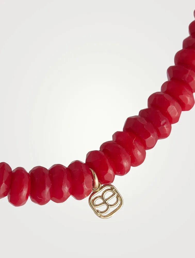 Beaded Bracelet With 14K Gold Love Script Charm