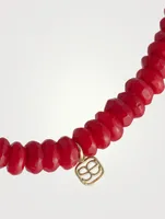 Beaded Bracelet With 14K Gold Love Script Charm