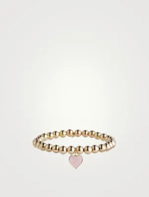 Beaded Bracelet With 14K Gold Heart Charm