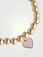 Beaded Bracelet With 14K Gold Heart Charm