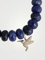 Beaded Bracelet With 14K Gold Hummingbird Charm