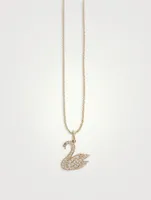 14K Gold Swan Pendant Necklace With Diamonds