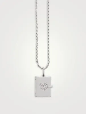 14K Gold Heart Locket Necklace With Pavé Diamonds