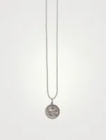 14K Gold Shooting Cherub Coin Pendant Necklace With Diamonds